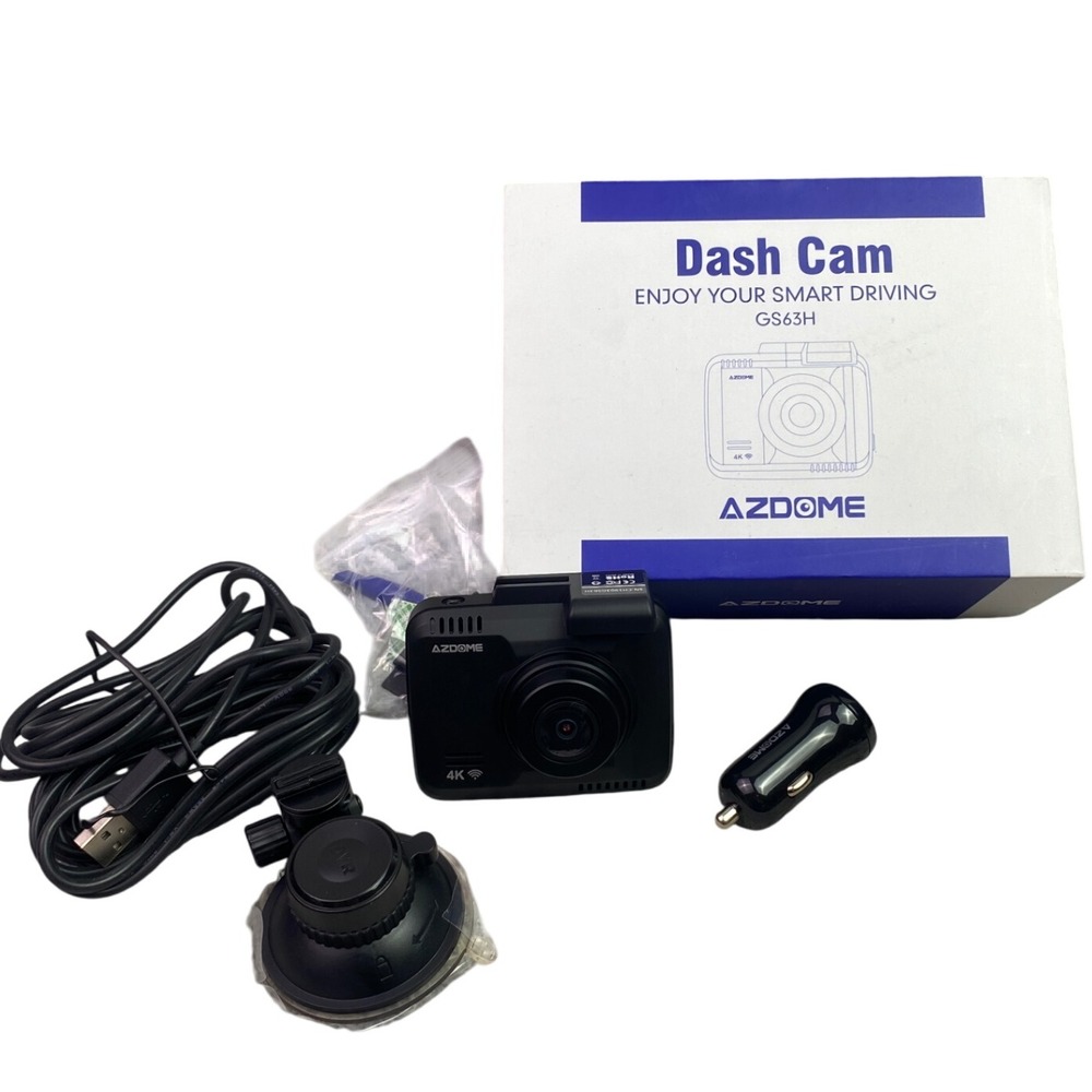 AZDOME 4K Dash Cam‎ GPS Car Charger and Suction Mount GS63H Wifi Night Vision